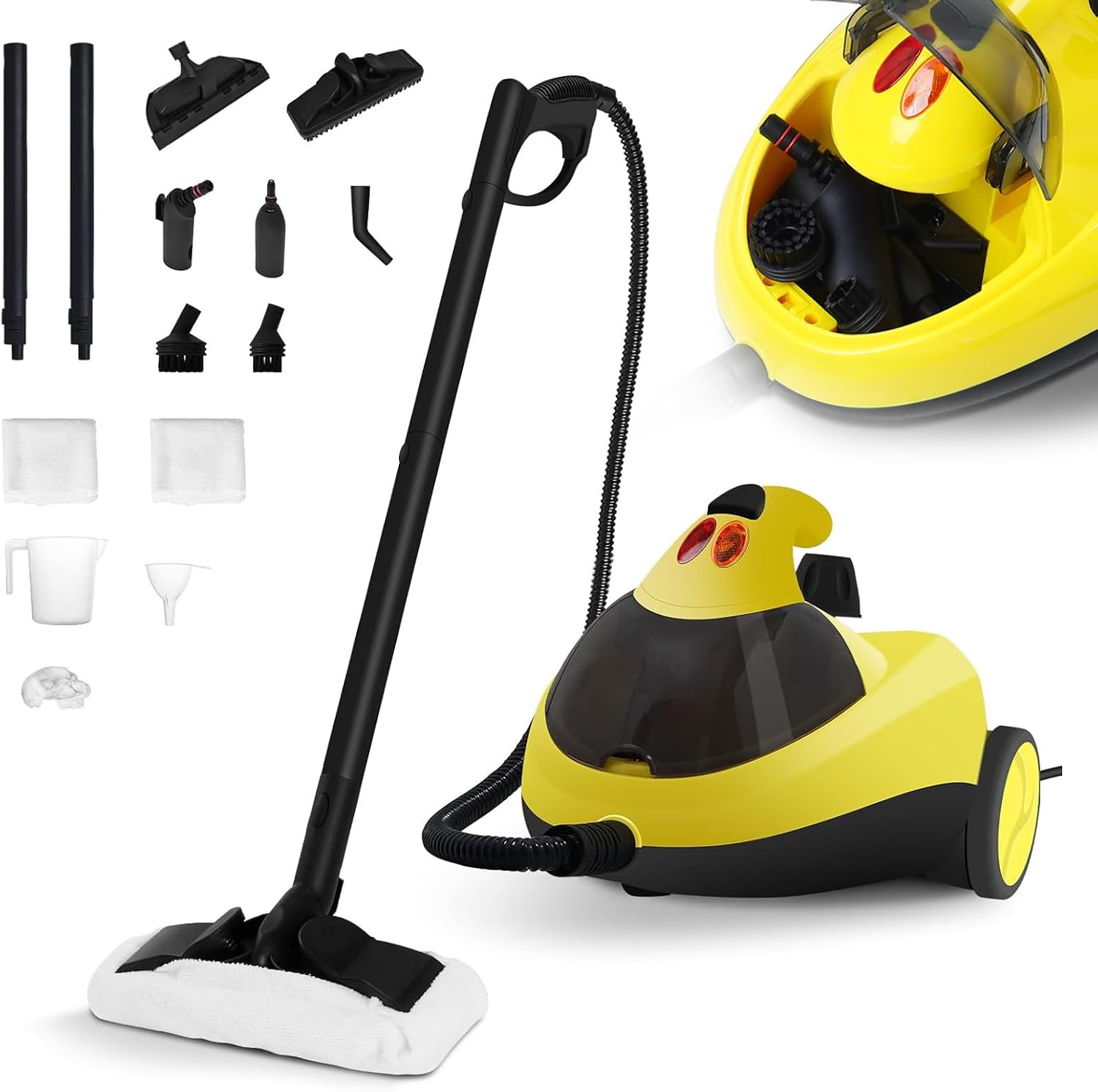 1500W Multipurpose Steam Cleaner, 1.5L Steam Cleaner for Home with 14 Accessories, 9.8ft Power Cord Portable Steamer, Fast Heat-up for Chemical Free Cleaning for Carpet Floors Windows Cars