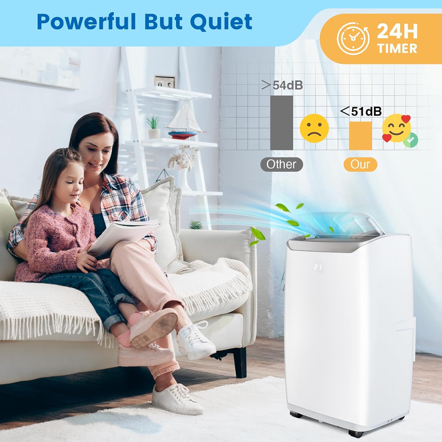 GAOMON 12000 BTU Portable Air Conditioner, Portable AC with Remote Control for Room up to 550 Sq.Ft, 3-in-1 Functions/Digital Display/24 Hrs Timer/Caster Wheels for Home/Office/Dorms