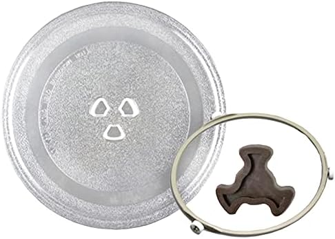Lazy Susan Turntable, Glass Microwave 12.40in Plate Tray Oven Glass Plate Plastic Support Ring with Wheels with Axis Core The Size Minus 2-4CM is Equal to The Size That Needs Be Purchased