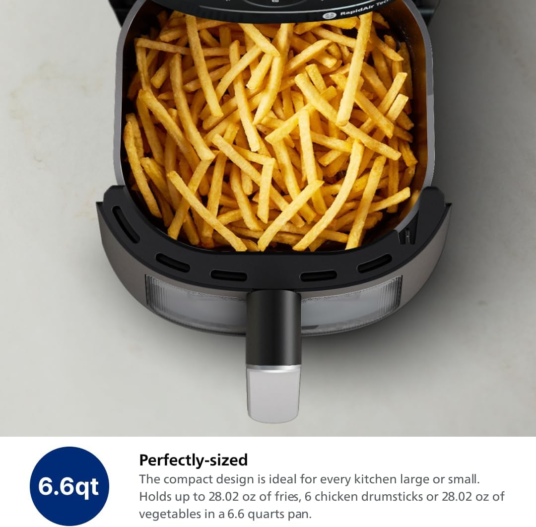 Philips Air Fryer 2000 Series - 13-in-1 functions, 6.6 Quarts, Compact Design with Cooking Window, Black, (NA231/00)