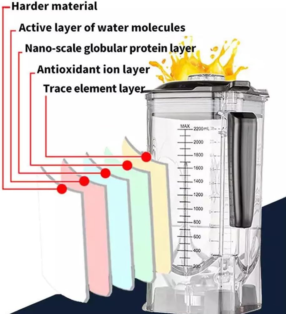 Electric Blender 2.2L Smoothies Blender, Commercial Blenders for Kitchen with Smart Control Panel, Quiet Broken Wall Cooking Machine, for Smoothies, Fruits, Shakes B(A)