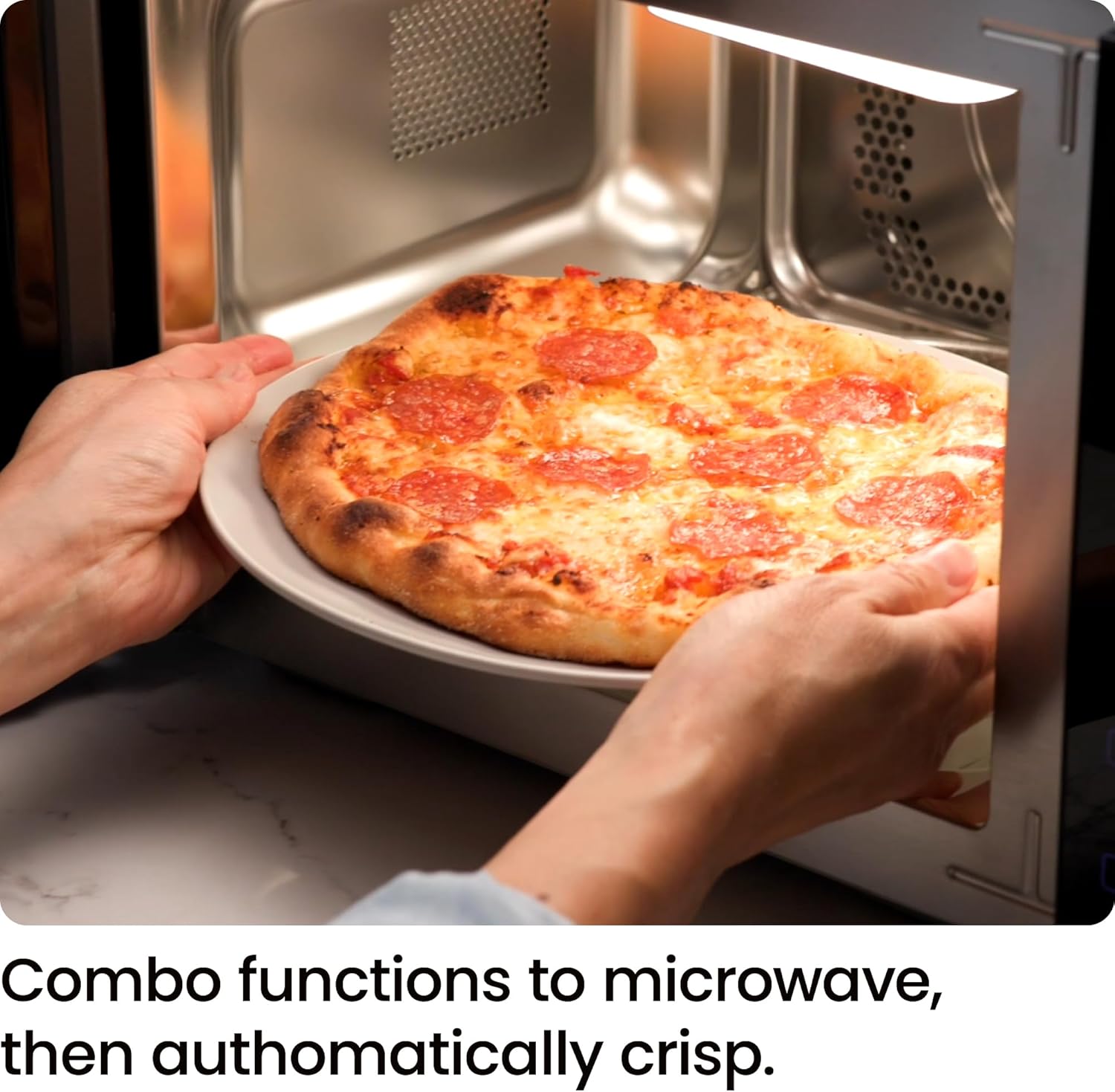 Chefman MicroCrisp Countertop Microwave Oven and Convection Oven, with Integrated Crisper, Guided Touchscreen Interface, 10 Power Levels, Mute Function, and Eco Mode, 1800W and 0.8 Cu. Ft. - Black