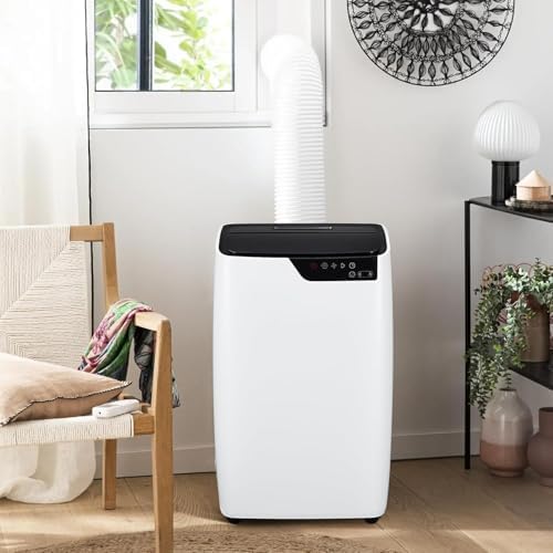 12000 BTU Portable Air Conditioner, 3-in-1 Remote Control AC with 24-Hour Timer, Low Noise/Energy Saving/Cooling, Cools up to 550 Sq. Ft. Ideal for Bedrooms, Offices, White