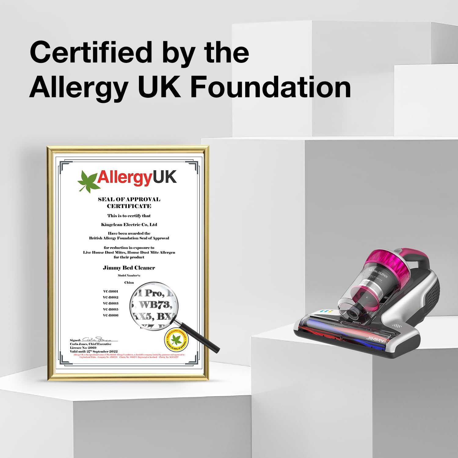 Jimmy WB73 Mattress Vacuum Cleaner, Pet Hair Vacuum, Bed Vacuum with UV & Ultrasonic, Strong Suction, Dust Recognition and Anti-allergen (WB73, Corded)