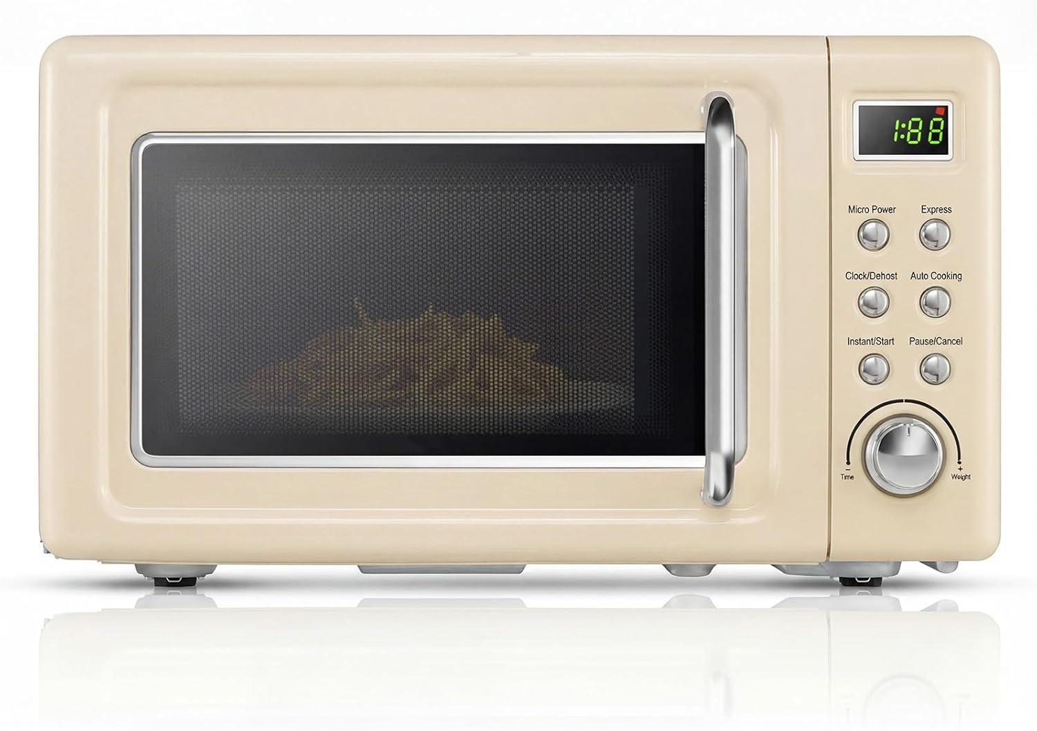 ARLIME Retro Microwave 0.7Cu.ft, 700 Watt Countertop Microwave with 5 Micro Power Defrost & Auto Cooking Function, LED Display, Child Lock, Small Microwave for Kitchen, RV, Dorm, Cream White