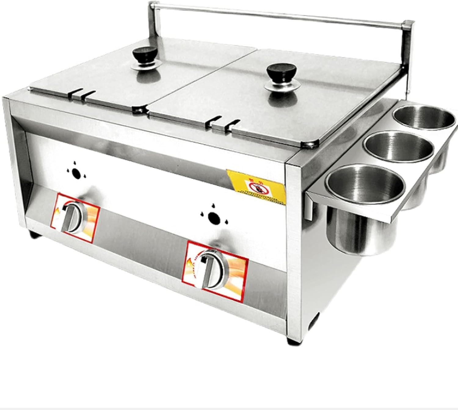 Gas Fryer, Commercial Gas Fryer Dual Tanks Countertop Stainless Steel Fryer with Baskets and Lids, for French Fries Turkey Home Kitchen Restaurant
