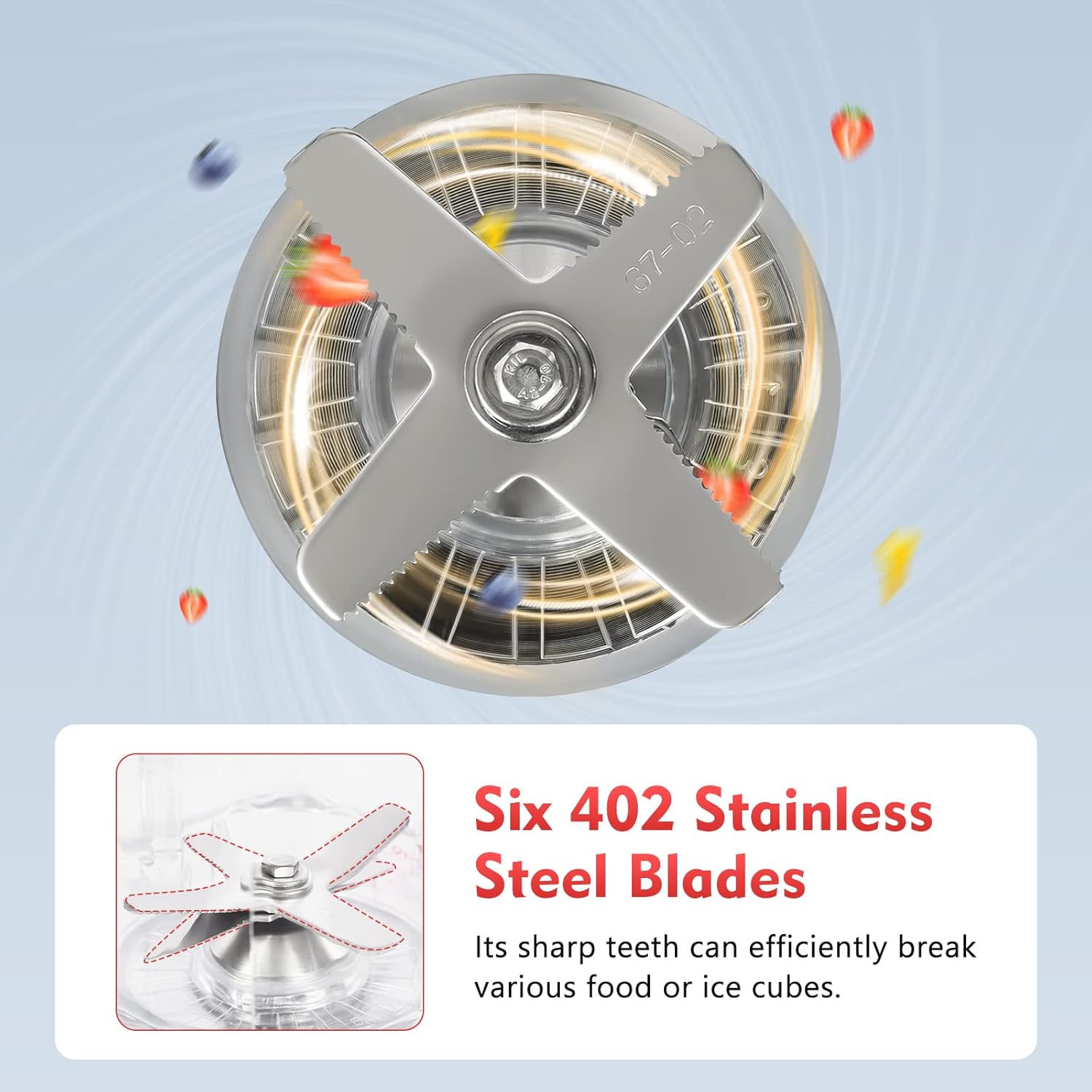 2200W Commercial Blender for Kitchen Professional Compact Smoothies Blenders with 68oz Container & 6 Steel Blades Countertop Blender Mixer for Smoothies Frozen Drinks Sauces Fruit Crushing Ice (Red)