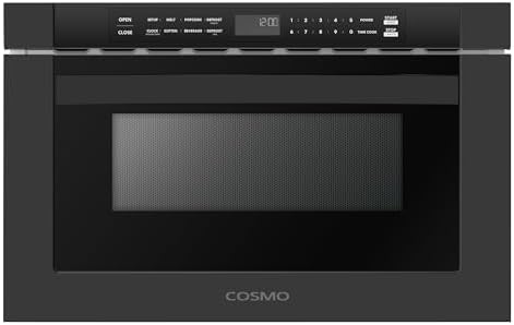 Cosmo COS-12MWDBK 24 in. Haven Collection 1.2 cu. ft. Built-in Microwave Drawer, 1000W, Touch Controls, Defrosting Rack in Matte Black