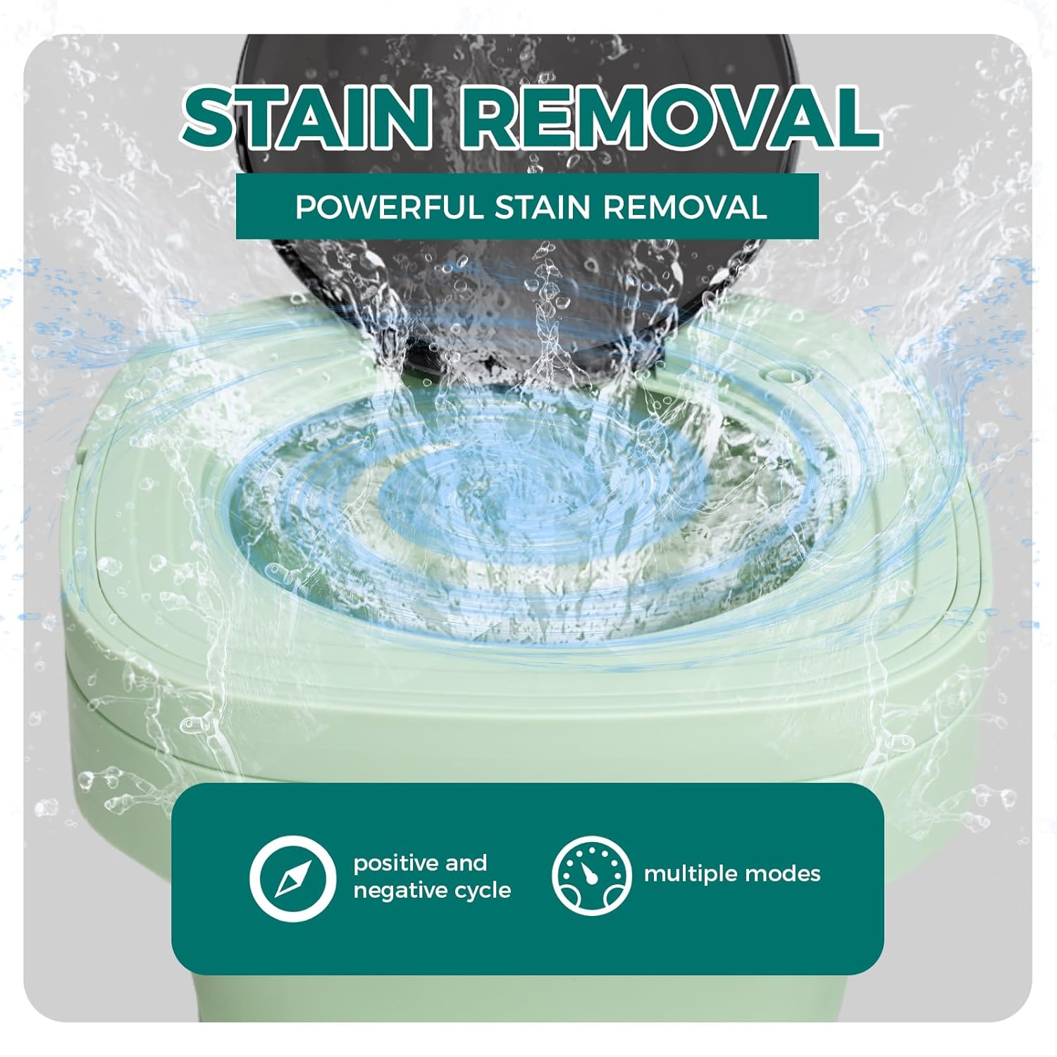 Portable Washing Machine Mini Washer for Apartments - Compact, Foldable Countertop Clothes Washer & Dryer Combo, Small Lavadora Portatil, Handheld Laundry Machine (Green, Medium)