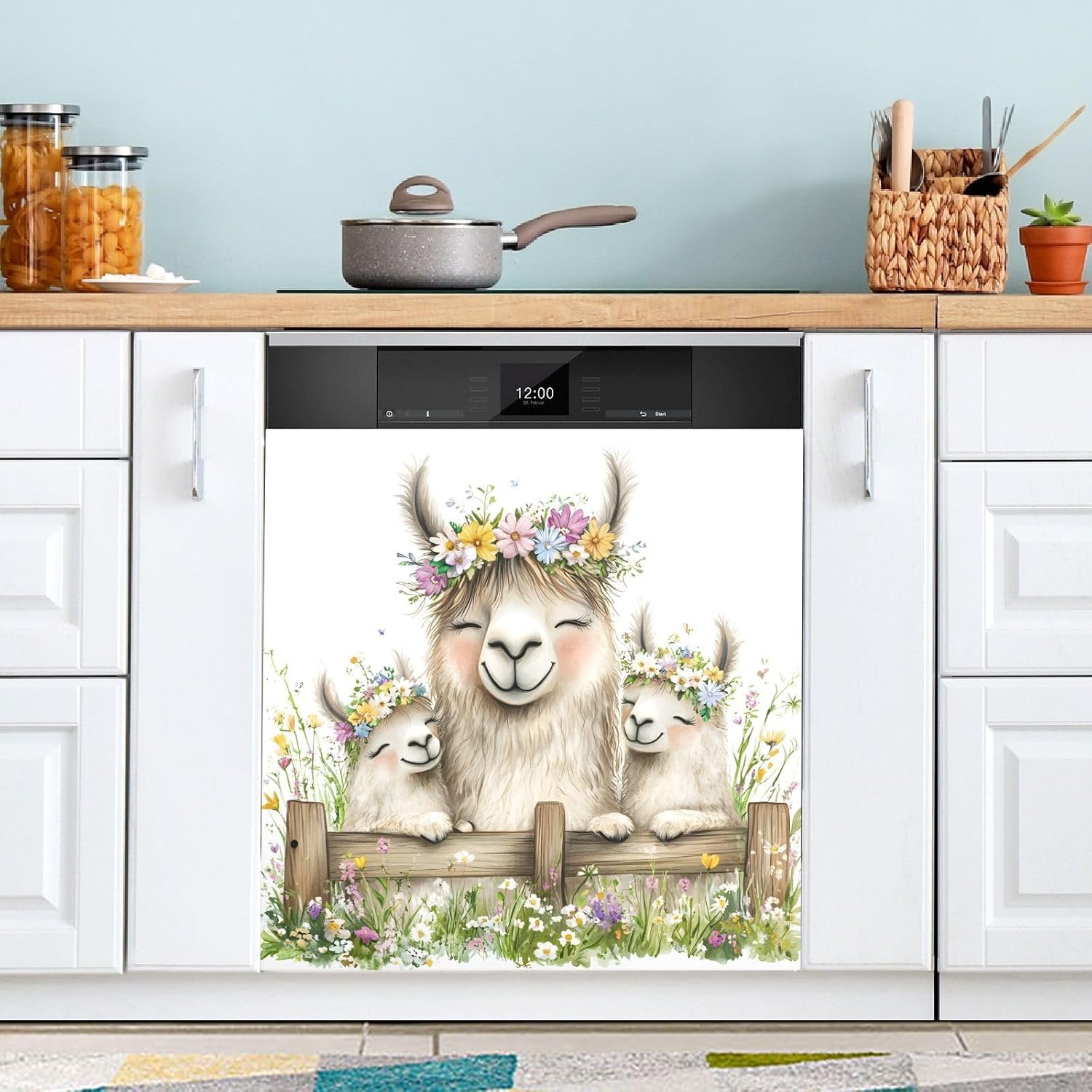 Dishwasher Magnet Cover Large Magnetic Stickers Llama Front Dishwasher Cover Reusable Decal for Home Kitchen Anti-Scratch Refrigerator Decorative Lid Washing Machine Laundry 23