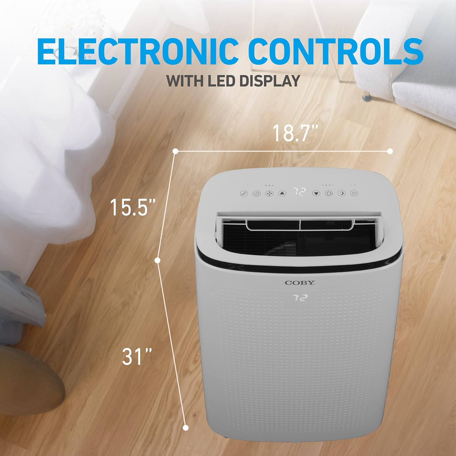 Coby CBPAC1080 3-in-1 AC Unit, Dehumidifier & Fan, 15,000 Portable Air Conditioner, 15000 BTU, White