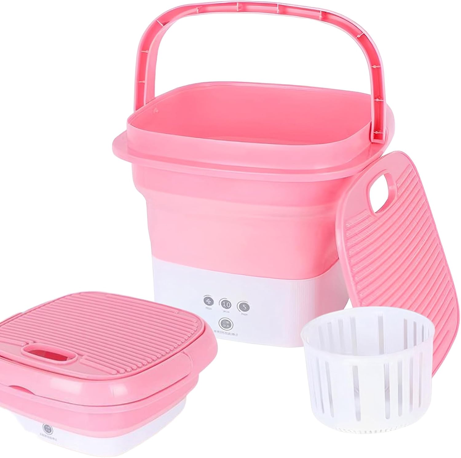 Portable Mini Washing Machine with Drainage Basket Foldable Washing Machine Half Automatic Small Washer with Washboard for Laundry for Apartment Dorm Camping or RV