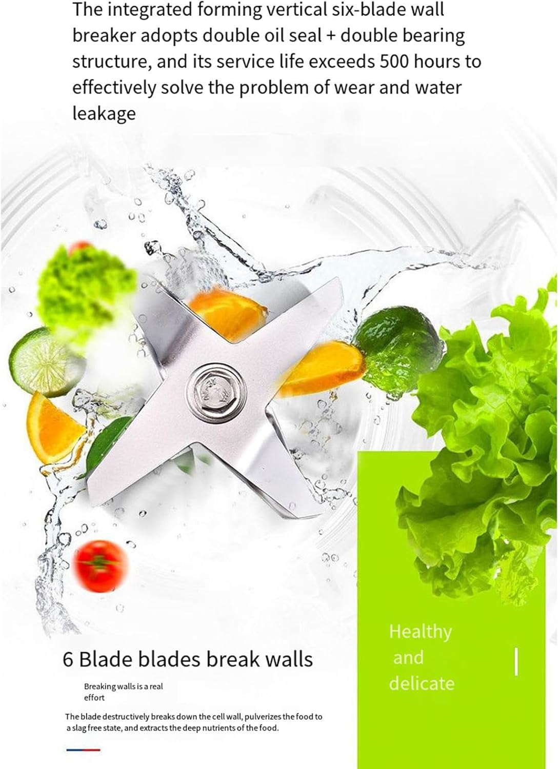 Blender Smoothie Maker with Soundproof Lid, 2.5L Large Capacity, 2300W, 6 Blades, Suitable for Smoothies, Ice and Fruits,5L