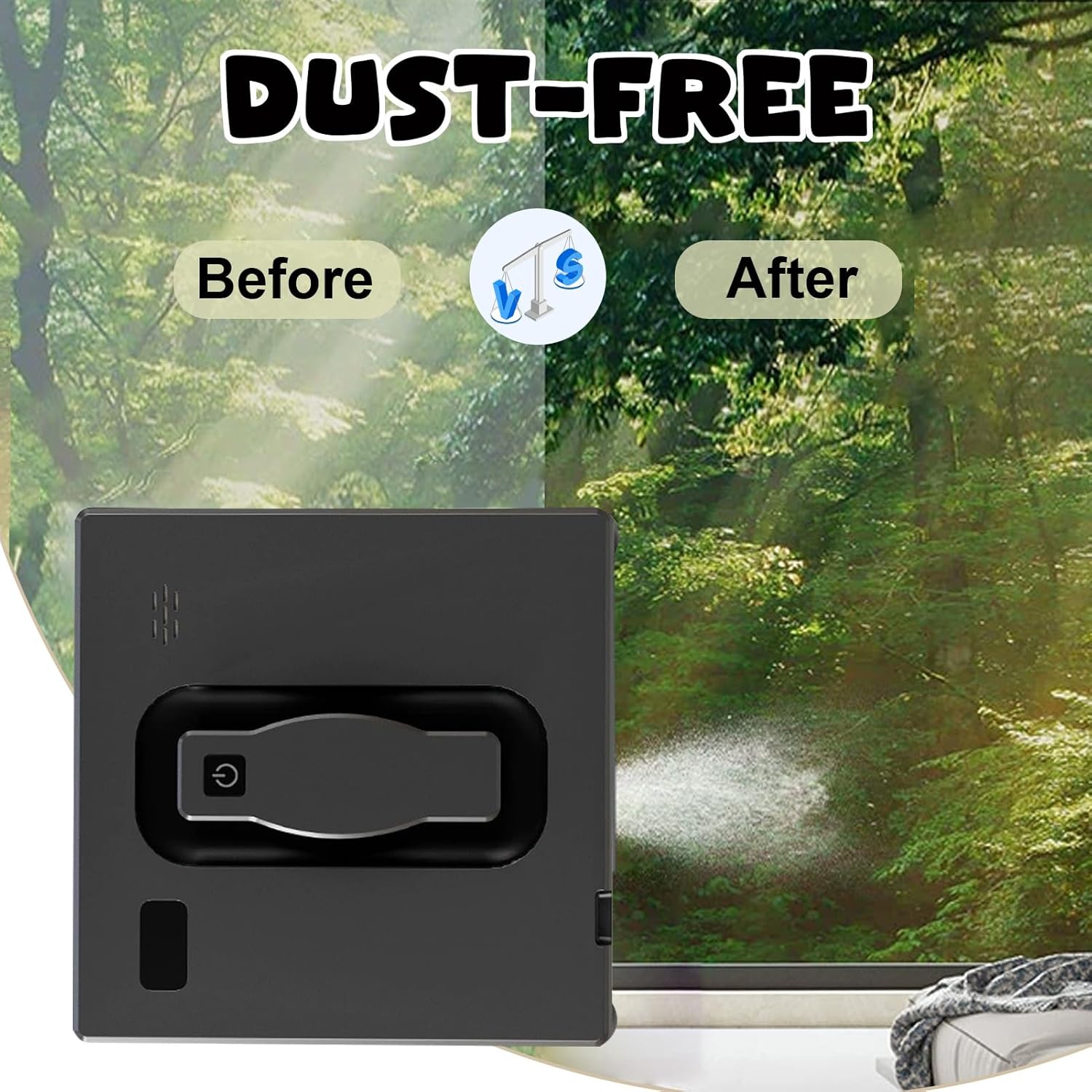 Smart Window Cleaning Robot, Automatic Window Cleaner Robot with 3000Pa Suction, Double-Sided Spray Nozzles, Remote Control and APP Control, Automatic Safety System for High-Rise Windows (Black)