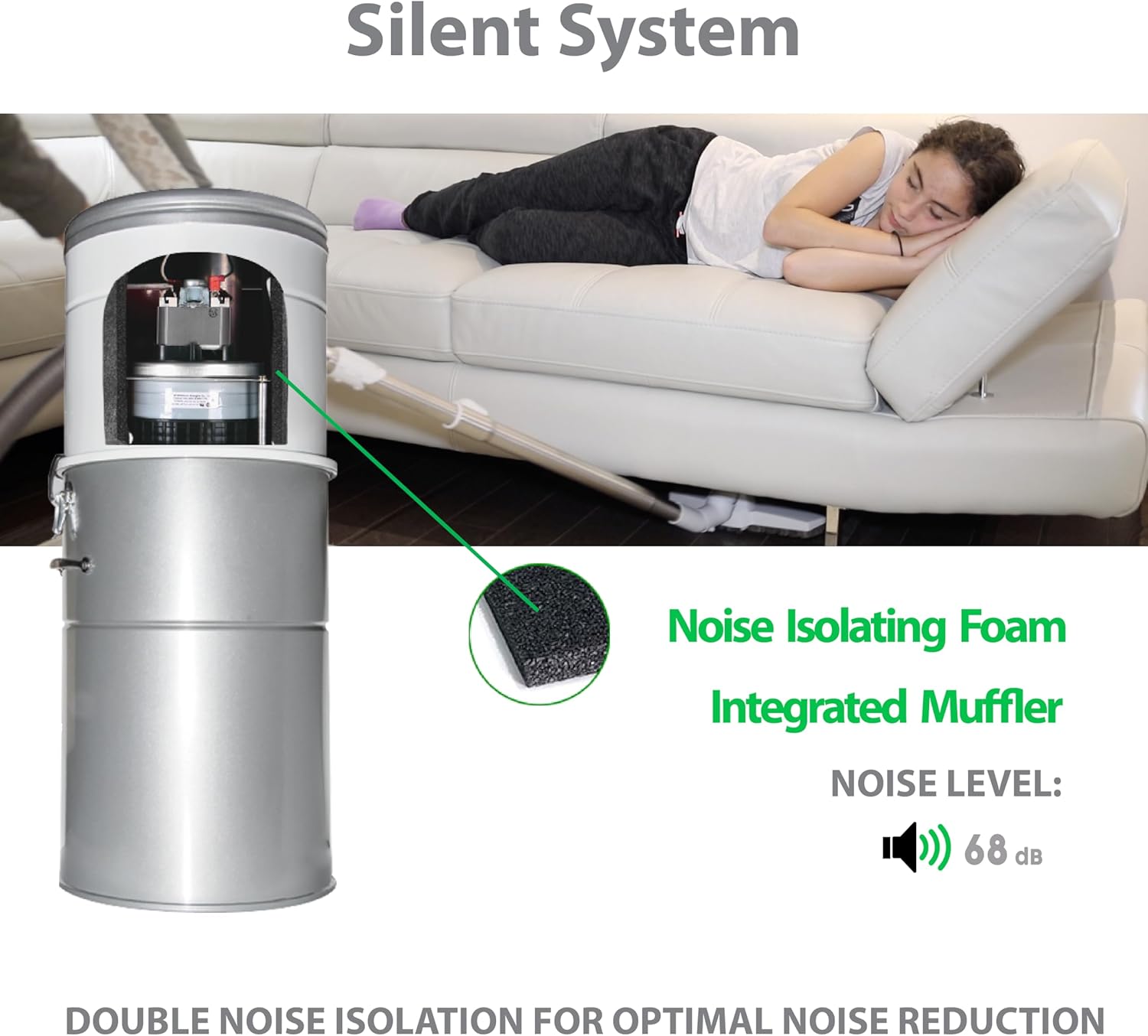 OVO Heavy Duty Powerful Central Vacuum System, Hybrid Filtration (with or Without Disposable Bags) 35L or 9.25Gal, 750 Airwatts with 40ft Carpet Deluxe Accessory kit Included