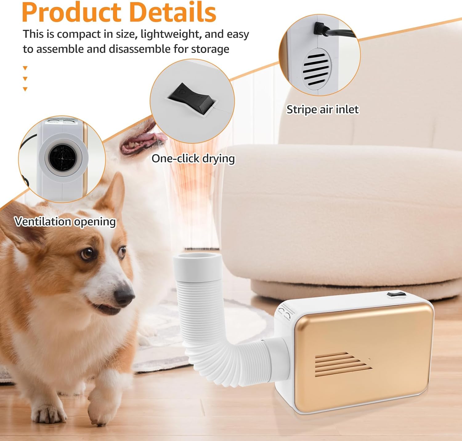 Portable Clothes Dryer, 600W Efficient Clothes Dryer, Small Compact Foldable Electric Drying Machine, Folding Mini Dryer Machine for Home Apartment Dormitory (Cloth-covered)