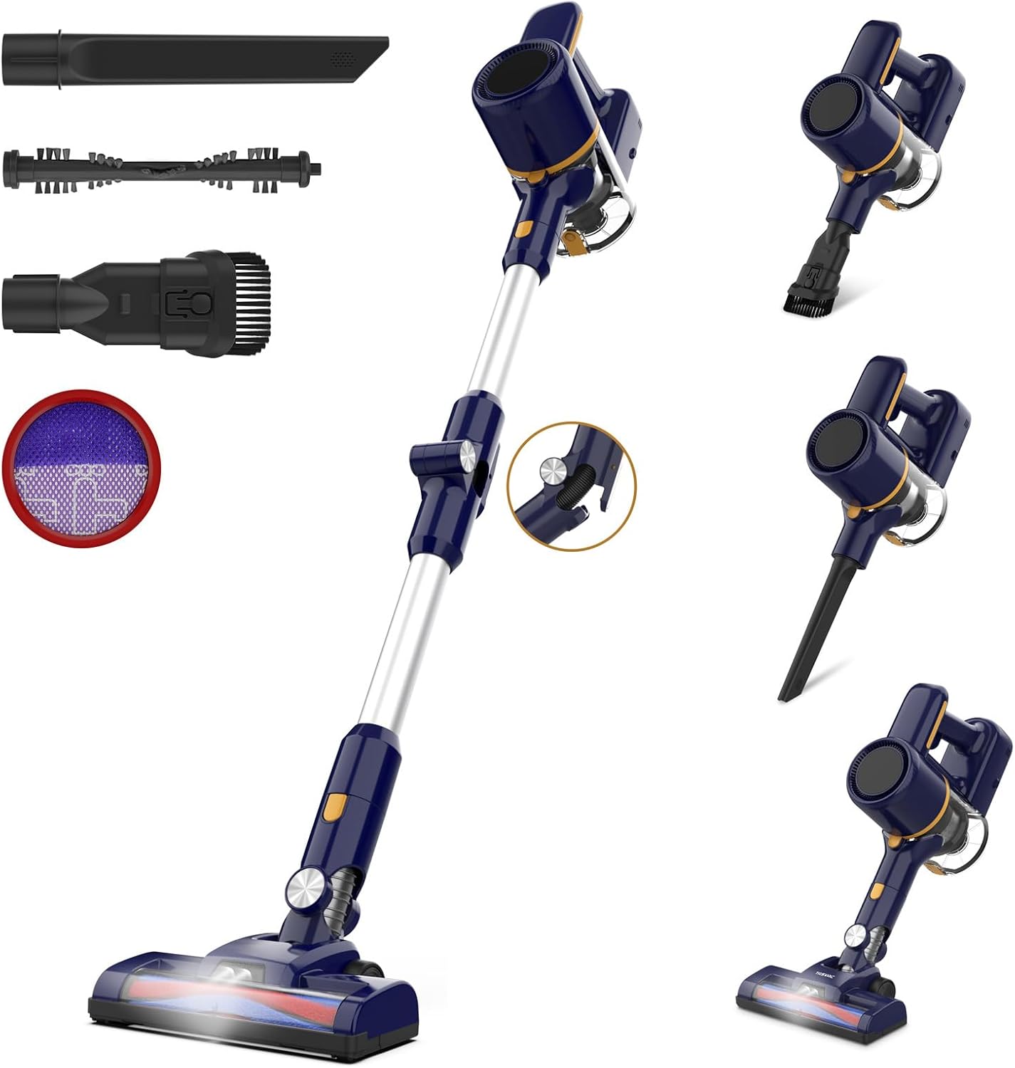 Cordless Vacuum Cleaner, Powerful Cordless Stick Vacuum, 6-Cell 2200mAh Battery Stick Vacuum, 6-in-1 Multifunction Vacuum Cleaner for Home
