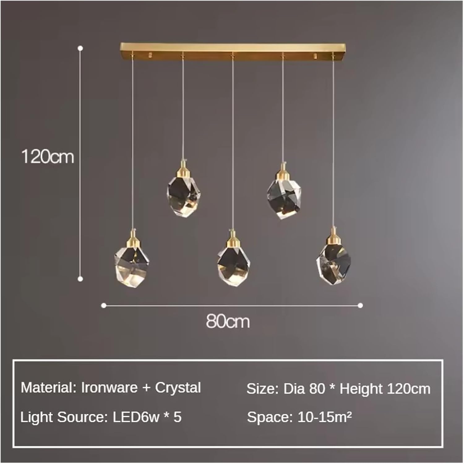 1-3-5 Head Pendant with Big Crystal Ball for Bedroom Living Home Decor Glod Base Chandelier Nordic LED Lighting Interior Lamp,Household