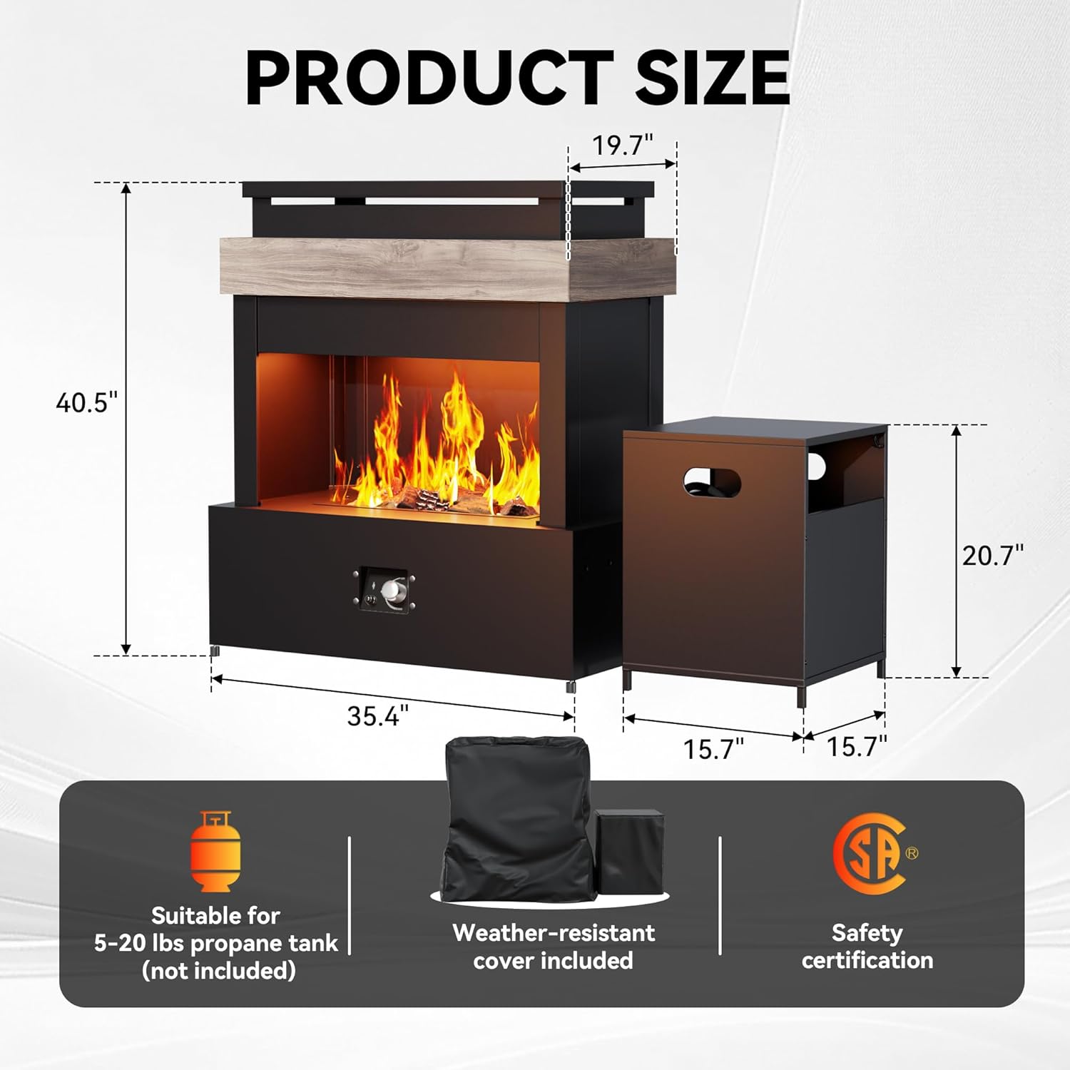 50,000 BTU Outdoor Propane Fireplace, 35