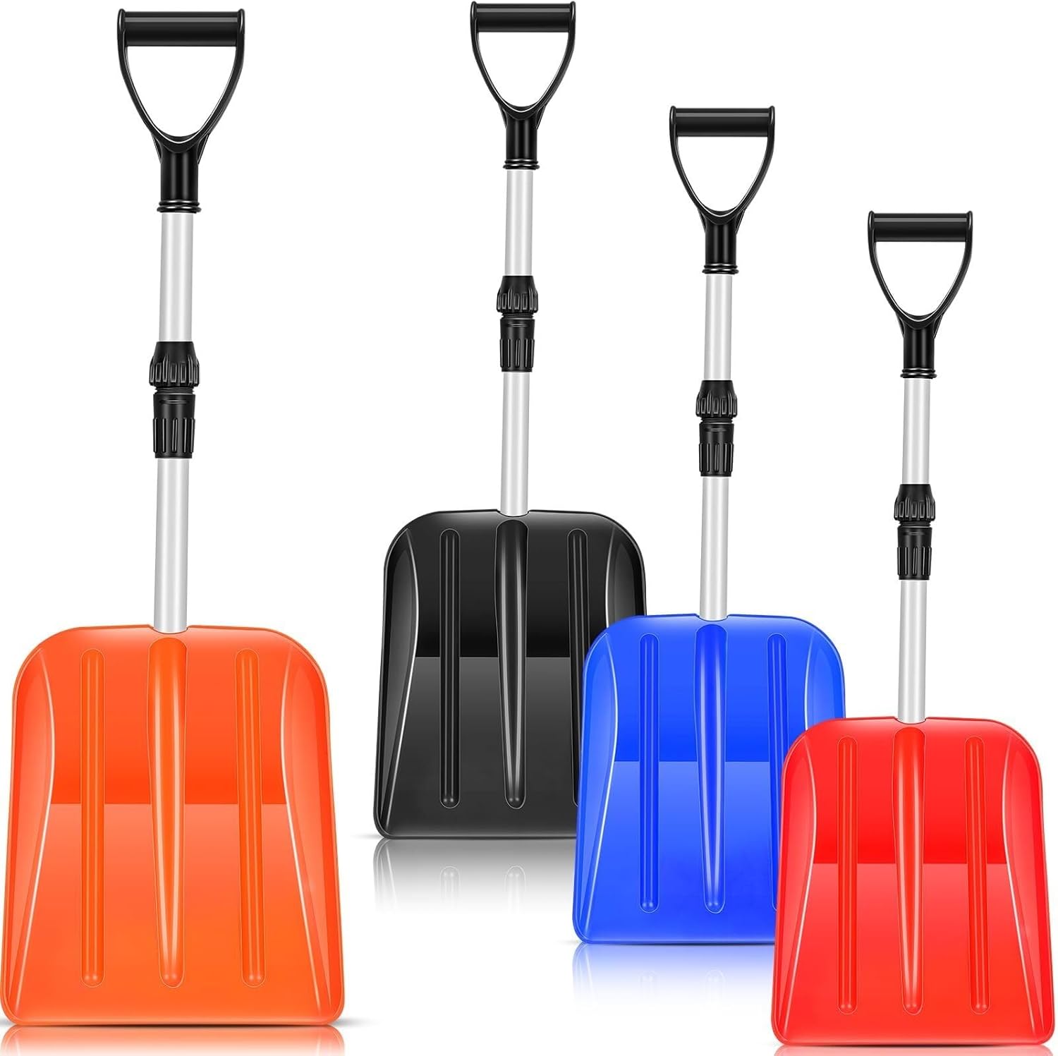 Portable Snow Shovels (4-Pack), Portable Beach Shovels, for Snow Removal in Yards, Gardens, and Outdoors(Colorful)
