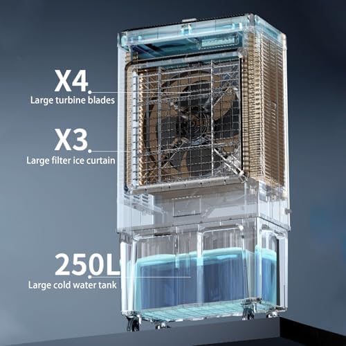 Personal Swamp Cooler, Quite Portable AC with 180L Tank and 3 Speeds, Evaporative Air Conditioner for Room Office Outdoor(62 * 42 * 130cm)