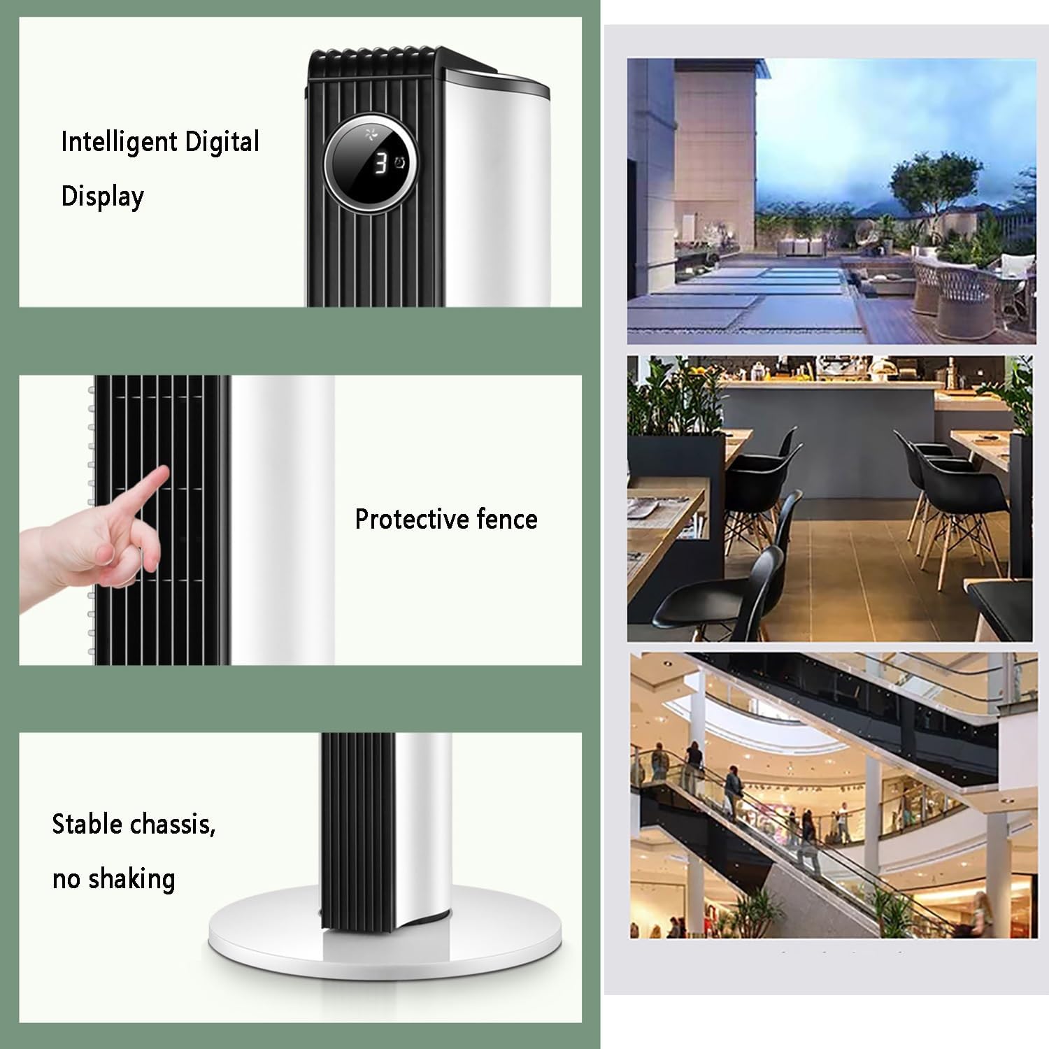 Quiet Oscillating Bladeless Fan with Remote，Tower Fans for Bedroom，Air Circulation Fan，Pedestal Fan ，Used with an Air Conditioner, It Can Quickly Balance The Indoor Temperature(106cm(41.7in))