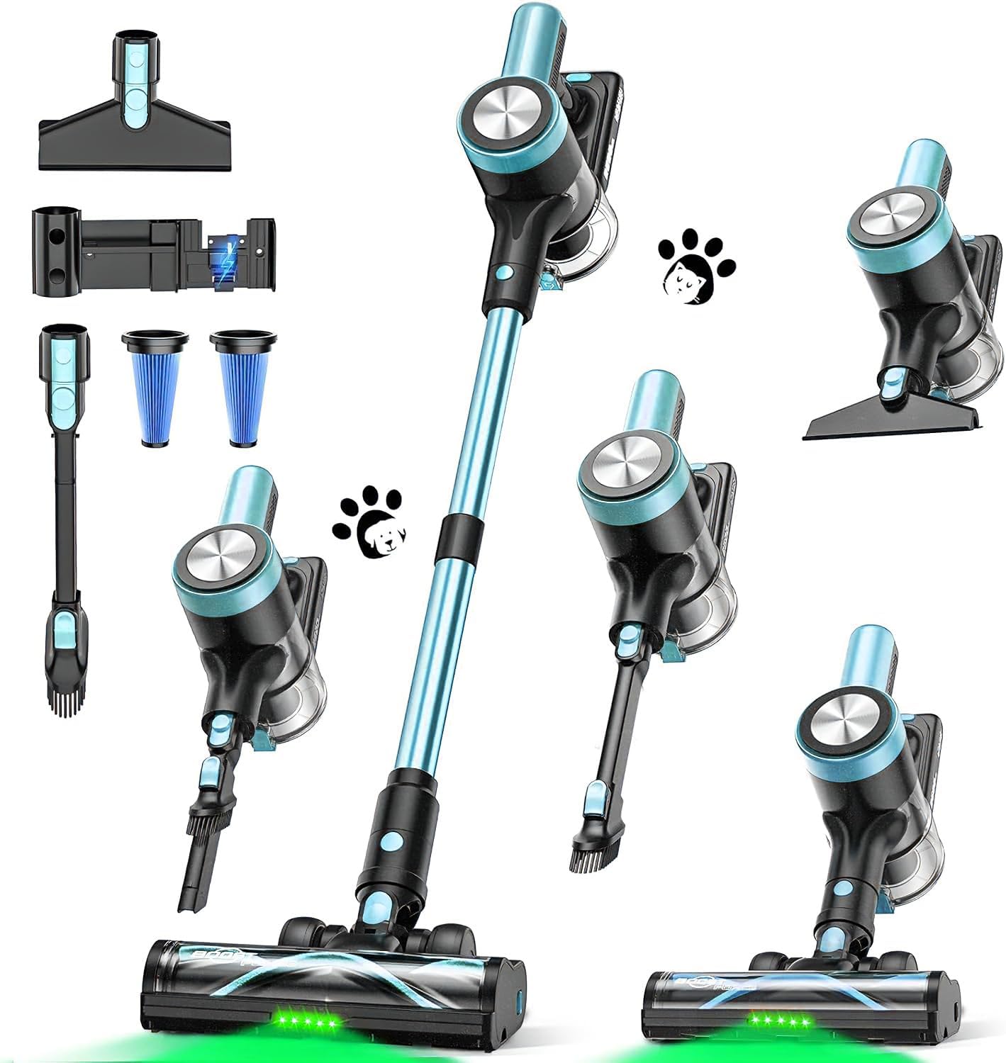 Cordless Vacuum Cleaner, 48Kpa Vacuum Cleaners for Home, 55Mins Stick Vacuum with Self-Standing & LED Display, Anti-Tangle & Wall Mount Charging, 8 in 1 Lightweight Vacuum for Pet Hair/Carpets/Floors