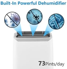 12000 BTU Portable Air Conditioner, 3-In-1 Cooling, Dehumidifier Fan for Rooms Up to 550 Sq. Ft. Digital Display, Remote Control, and Smart Sleep Mode