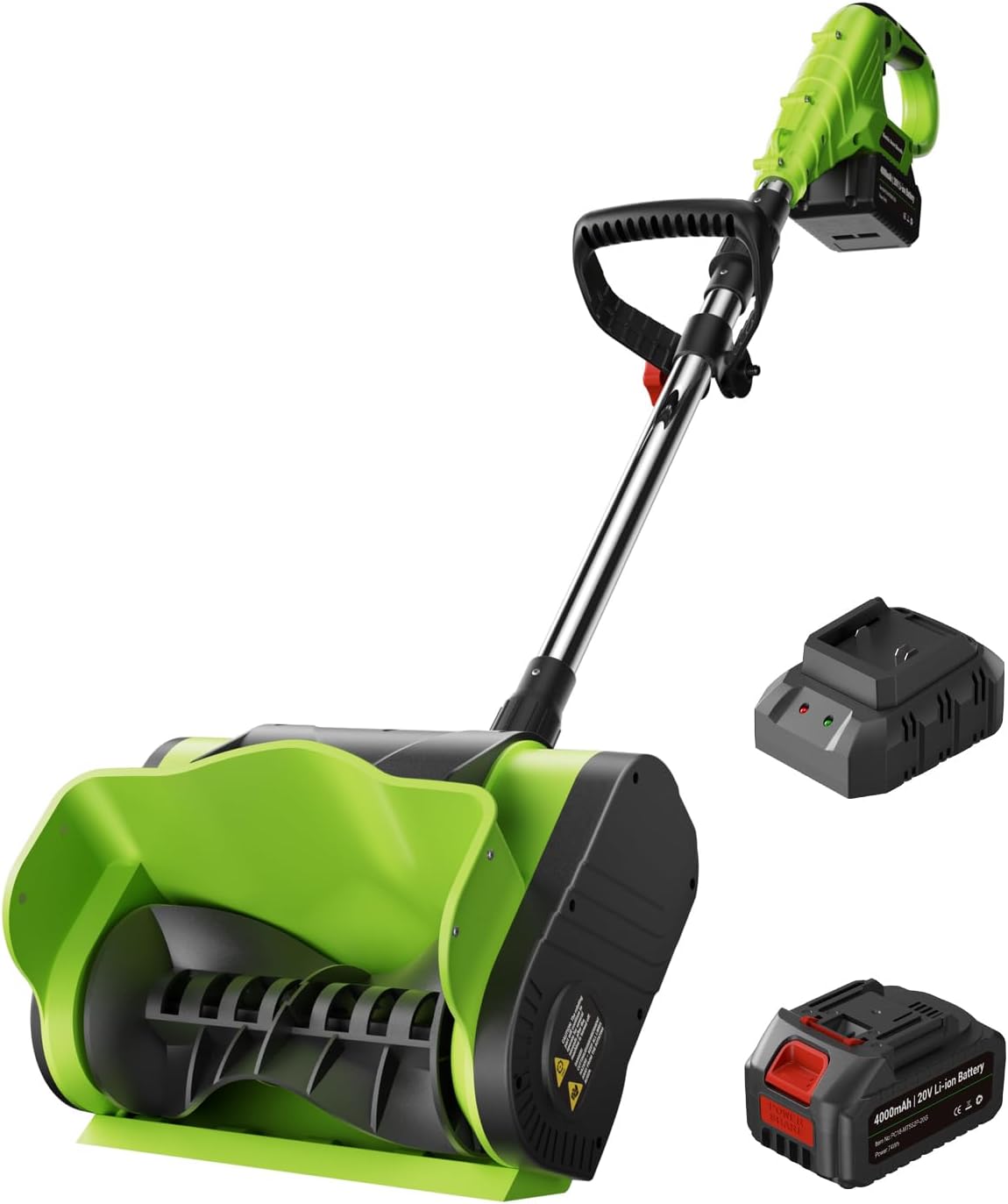 Electric Snow Shovel Cordless，20V | 12-Inch | 4-Ah Cordless Snow Blower, Battery Snow Blower with Directional Plate & Adjustable Front Handle(Battery & Quick Charger Included