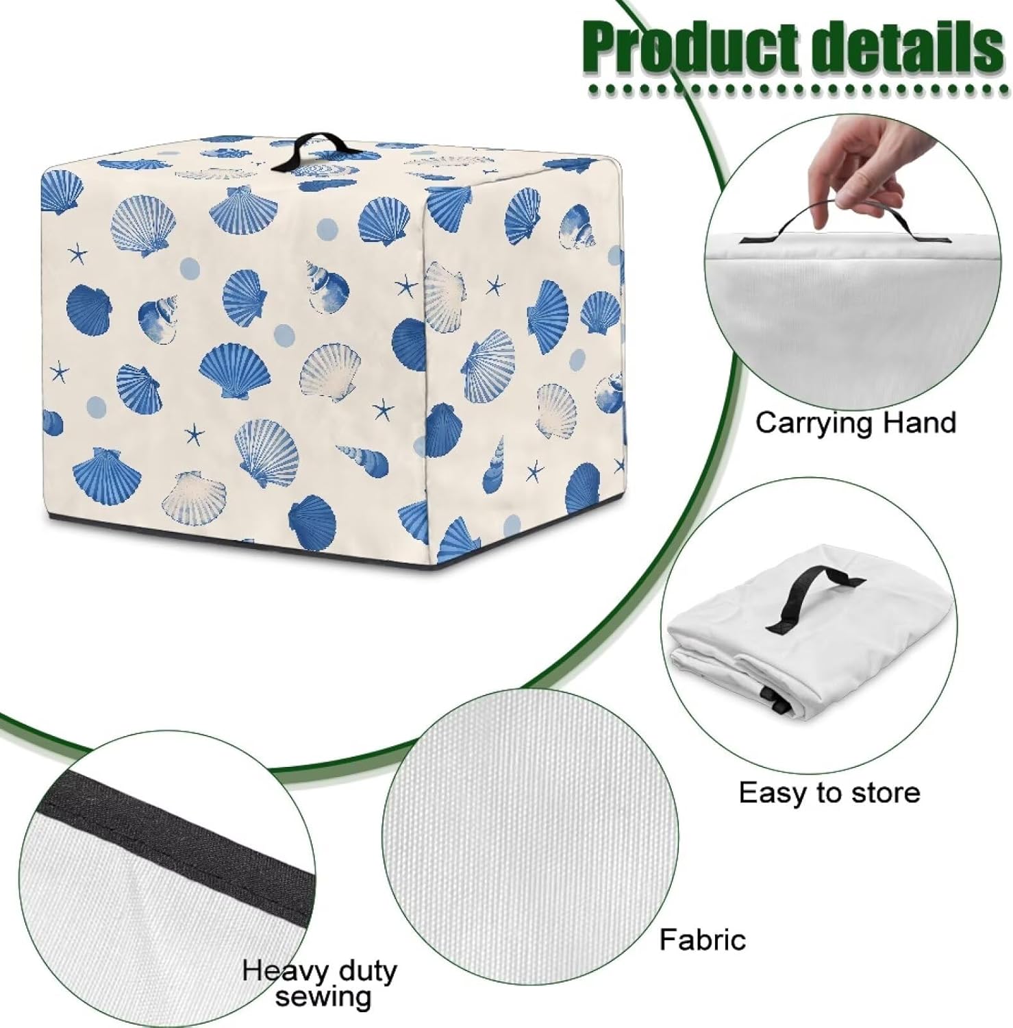 Shell Kitchen Appliance Covers – Blender Dust Cover with Floral Prints, Fits Most Juicers & Stand Mixers, Foldable & Machine Washable, Home Kitchen