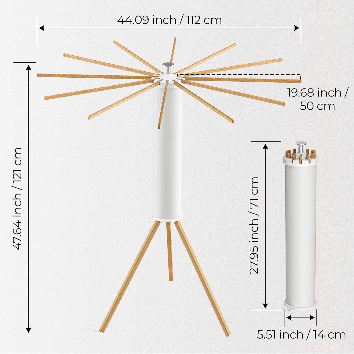 Tripod Clothes Drying Rack, Garment Rack Portable and Foldable Space Saving Laundry Drying Rack - Dryer Rack Clothing Floor Folding Balcony Bedroom Household