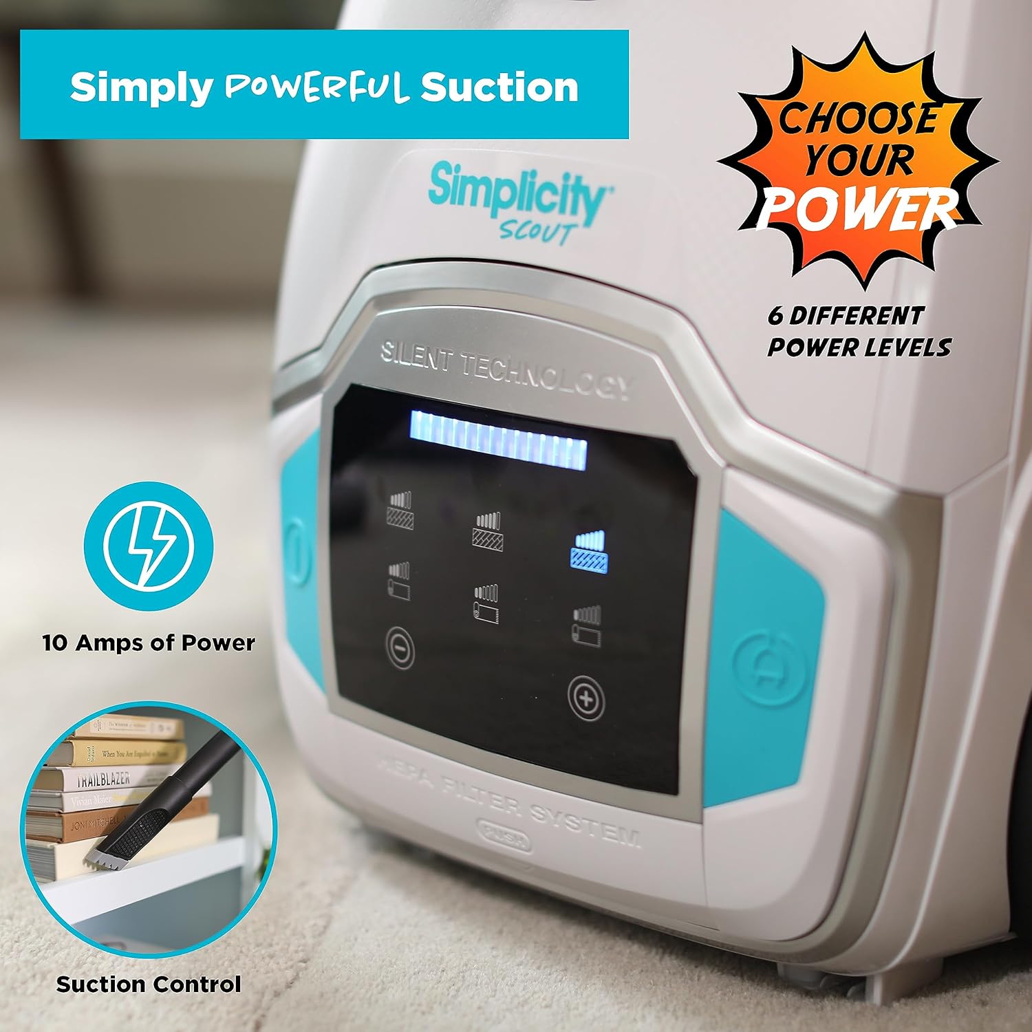 Simplicity Vacuums Scout Canister Vacuum with Bags and Filter Set Bundle, Home Rug and Hardwood Vacuum Cleaner to Vacuum Dust and Pet Hair on Floors and Above Floor Areas