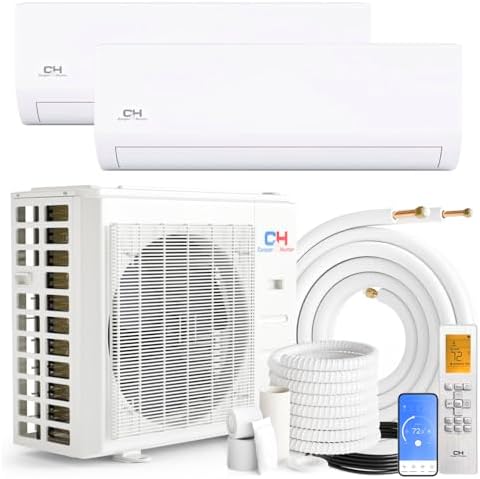 Cooper & Hunter 18,000 BTU Dual 2-Zone 12K + 12K BTU Wall Mount Ductless Mini Split Air Conditioner & Heat Pump – 25FT Installation Kits – 22.5 SEER – Pre-Charged with R-410A – Inverter