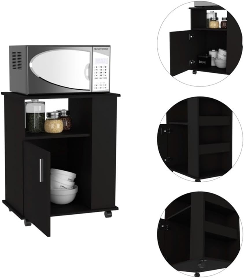 Tuhome Modern Engineered Wood Black Kit Lower Microwave Cabinet