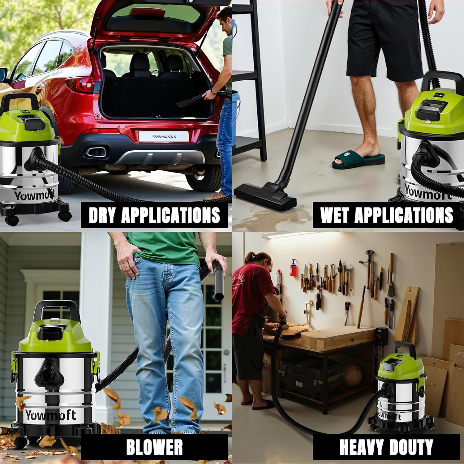 4 Gallon Cordless Shop Vac, Cordless Shop Vacuum Wet and Dry with 16 Kpa Strong Suction & Blower, Portable Shop Vacuum, Battery Powered Shop Vac for Car, Home and Garage