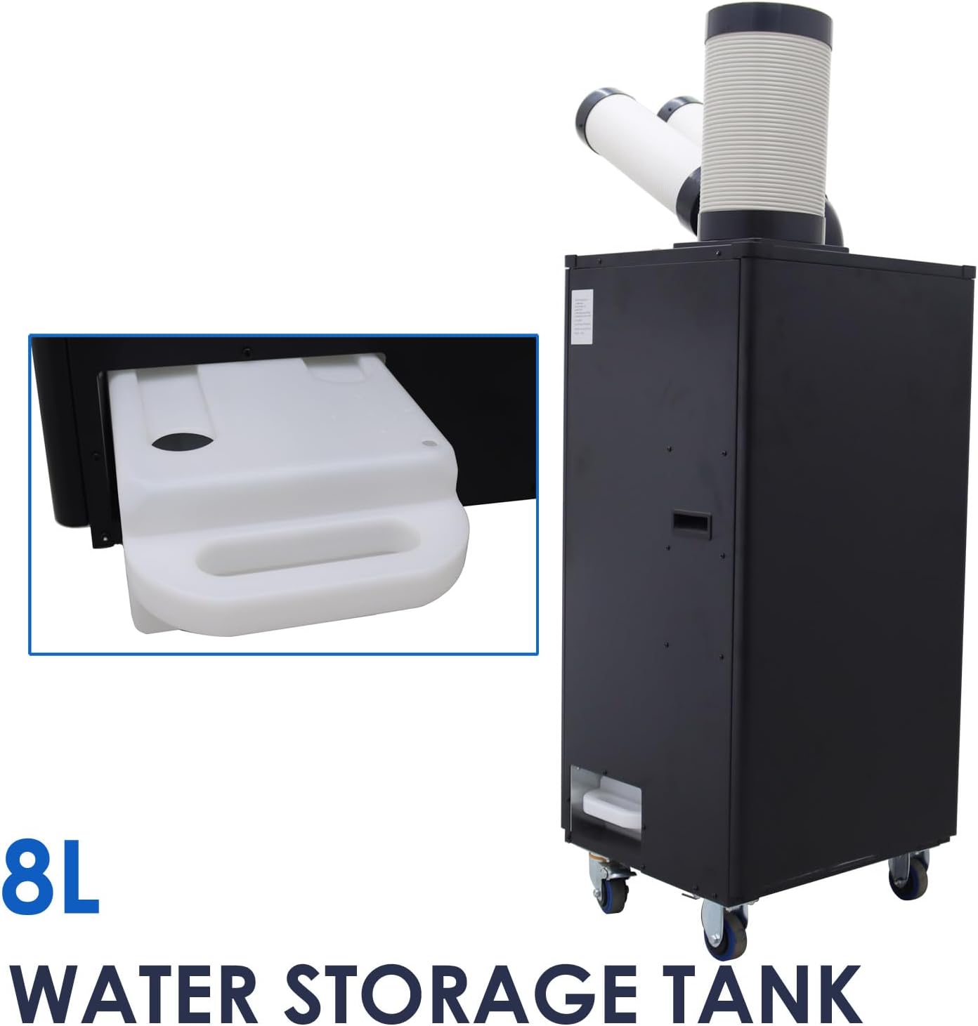 15,400 BTU Mobile Spot Cooler Double Columns Industrial Air Conditioners 780m³/h Portable Cooling Aircon for Outdoor/Indoor 220V 2100W