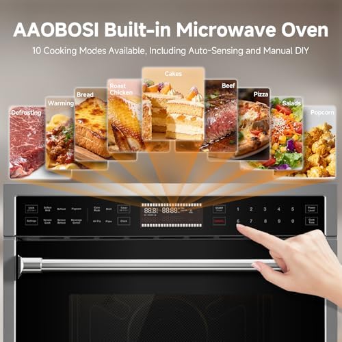 AAOBOSI 24Inch 1.6 Cu.Ft Microwave Ovens Air Fryer Combos, Sensor&Auto Cook, Convection Oven 8 Cooking Modes, Tempered Glass,1000W Power