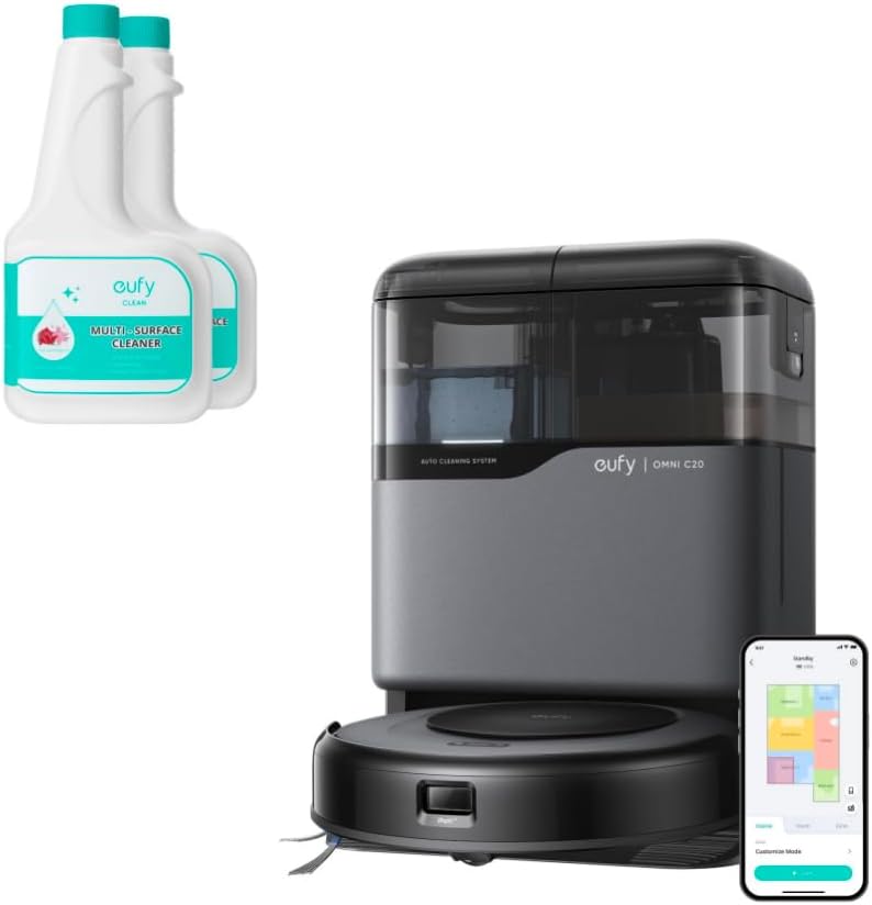 eufy Robot Vacuum Omni C20, Robot Vacuum and Mop Combo + Official RoboVac Hard Floor Cleaning Solution