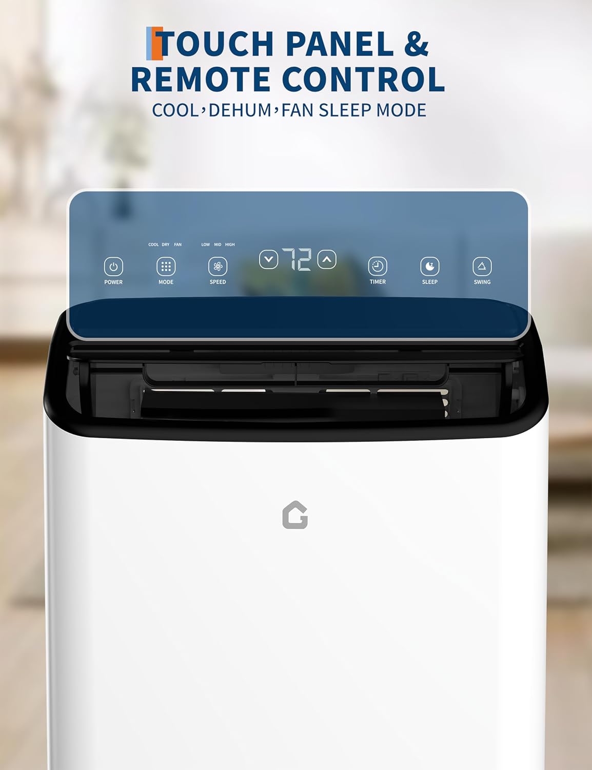 14,000 BTU Portable Air Conditioner for 750 sq.ft Rooms, 3-in-1 Cooling/Dehumidifier/Fan, Low Noise, Self-Evaporative, Easy Installation Kit Included, Black Top Cover