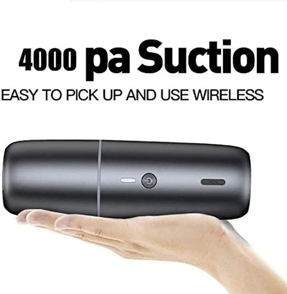 Handheld Vacuum, Mini Vacuum Cleaner, 4000 PA Suction, Rechargeable, Portable Vacuum Cleaner, Very Suitable for Home and Car (Black)