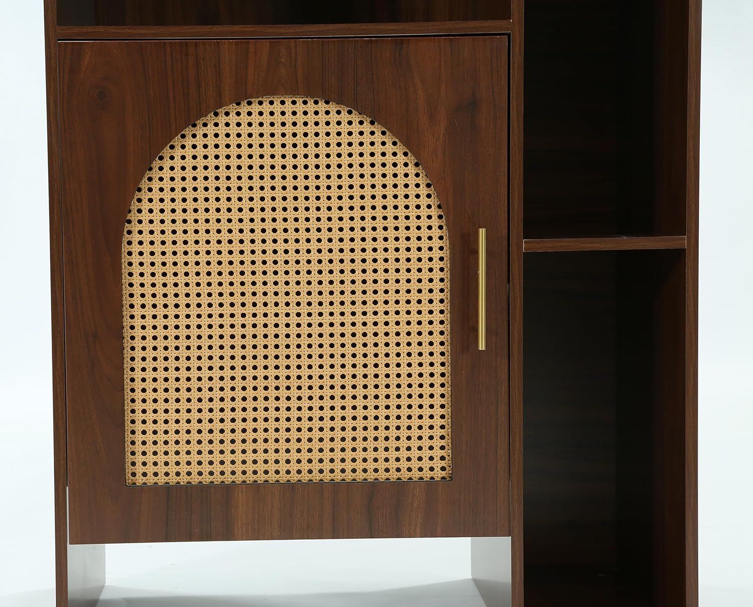 LITTLE TREE Robot Vacuum Storage Cabinet Side Table, Multi Tier End Cabinet for Living Room, Kitchen, Dark Brown