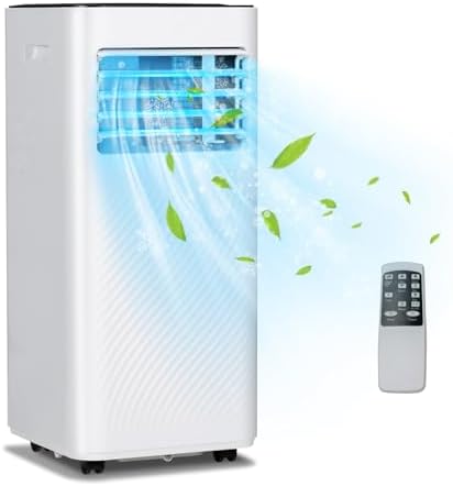 KOTEK Portable Air Conditioners, Cools up to 250 Sq. Ft 4-in-1 AC Unit for Bedroom w/Sleep/Dehumidifier/Fan/Cool Mode, Window Kit/Child Lock, Room Air Conditioner Portable for Home Office (8000 BTU)