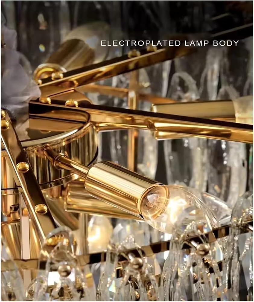 Gold Nordic Luxury Crystal Chandelier Duplex Building Big Lamps for Living Room Lustre Lamparas Household(Dimmable,80cm)