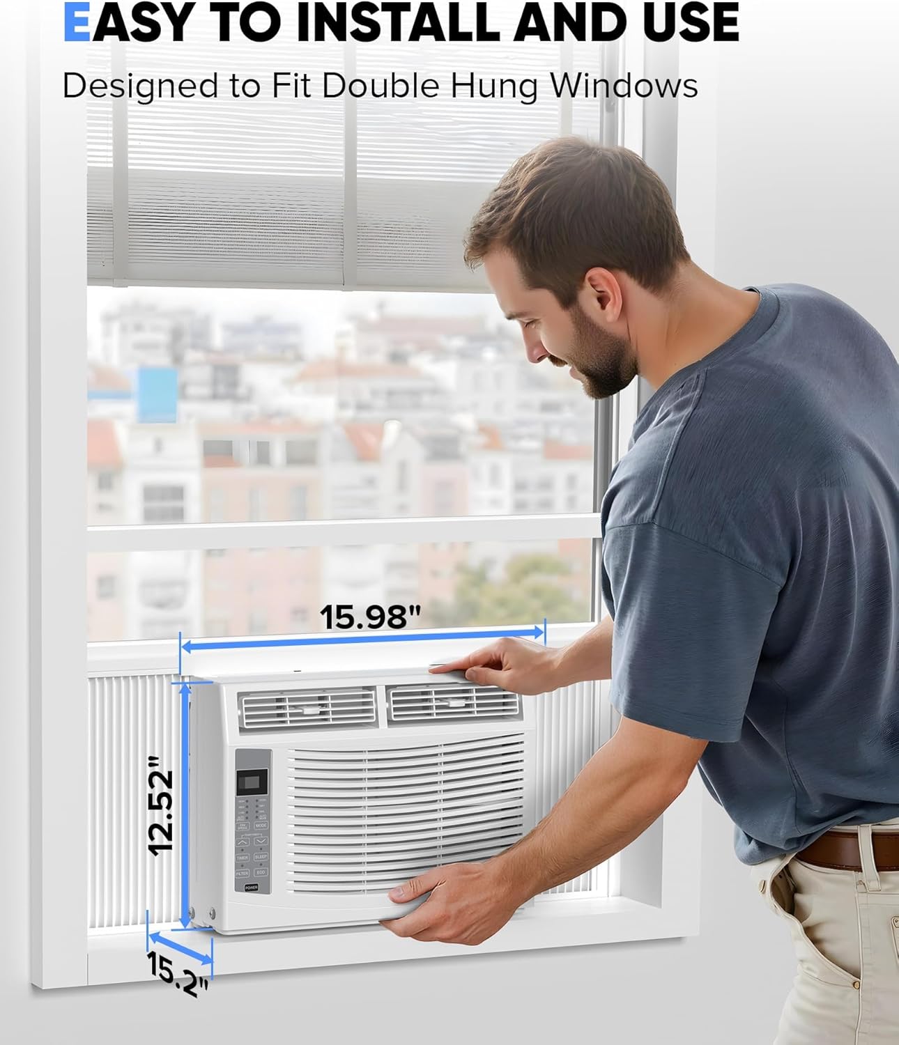 6000 BTU Window Air Conditioner with WiFi, Cools up to 250 Sq. Ft., Energy Saving Window AC Unit with Remote & App Control & Timer Function & Easy Install Kit, Perfect for Small Bedroom, Living Room