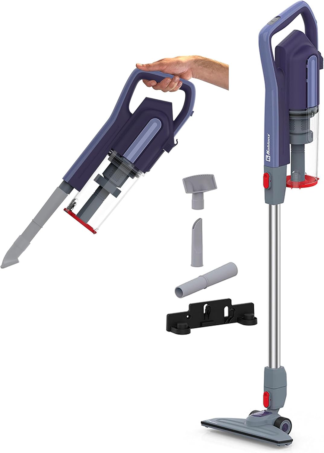 Scorpio Stick Vacuum, 3-in-1 Cyclonic Vacuum Cleaner, Bagless HEPA Filtration, 600W Motor, 59 Oz. Dust Cup, Corded, Portable, Versatile, for All Surfaces & Hard-to-Reach Places, Blue