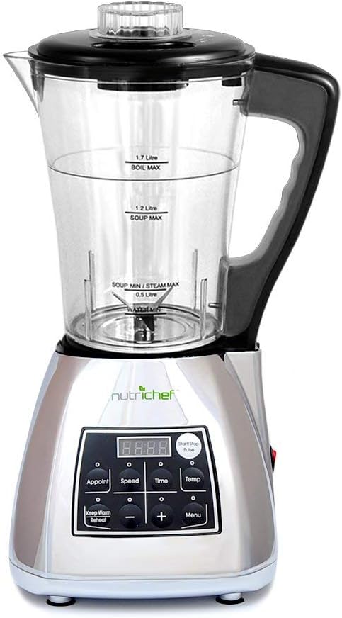 NutriChef PKSM240SS Electronic Soup Cooker and Blender, One Size, Silver