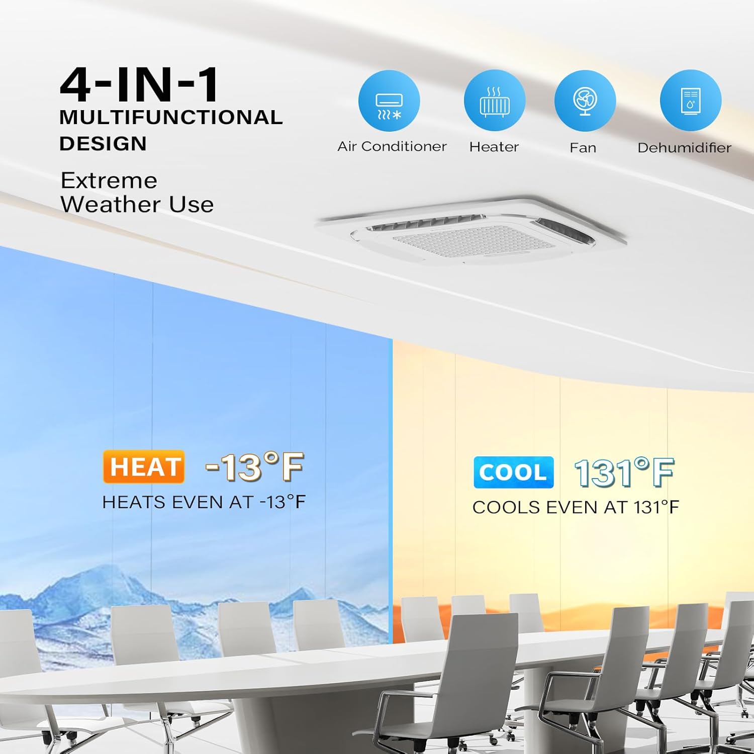 ROVSUN 23000 BTU Smart WIFI Ceiling Cassette Mini Split AC/Heating System with Inverter & APP Control, 23 SEER2 Ductless Air Conditioner with Pre-Charged Condenser, Heat Pump & Installation Kit, 230V