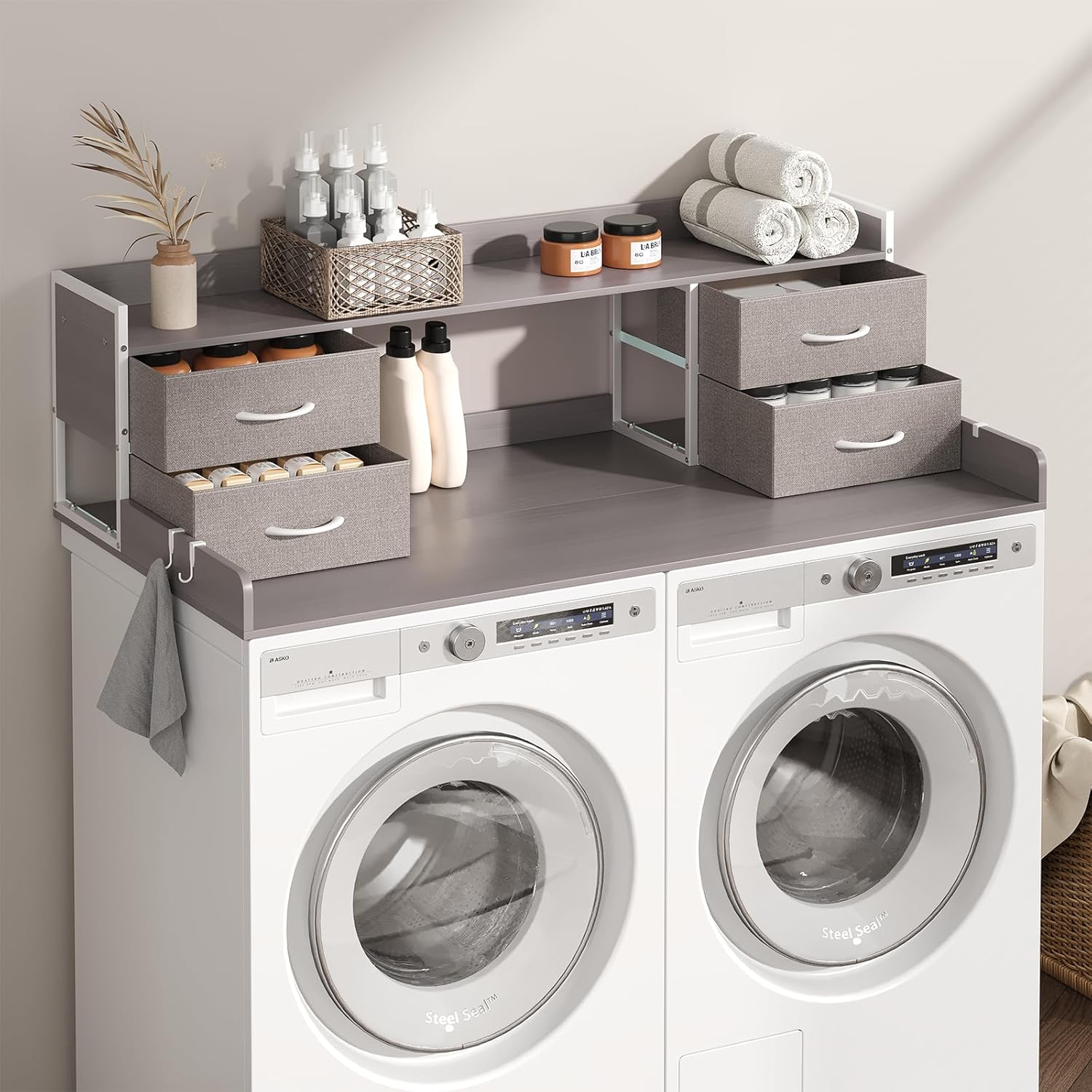 4 Drawers Washer Dryer Countertop with Shelf, 27.5