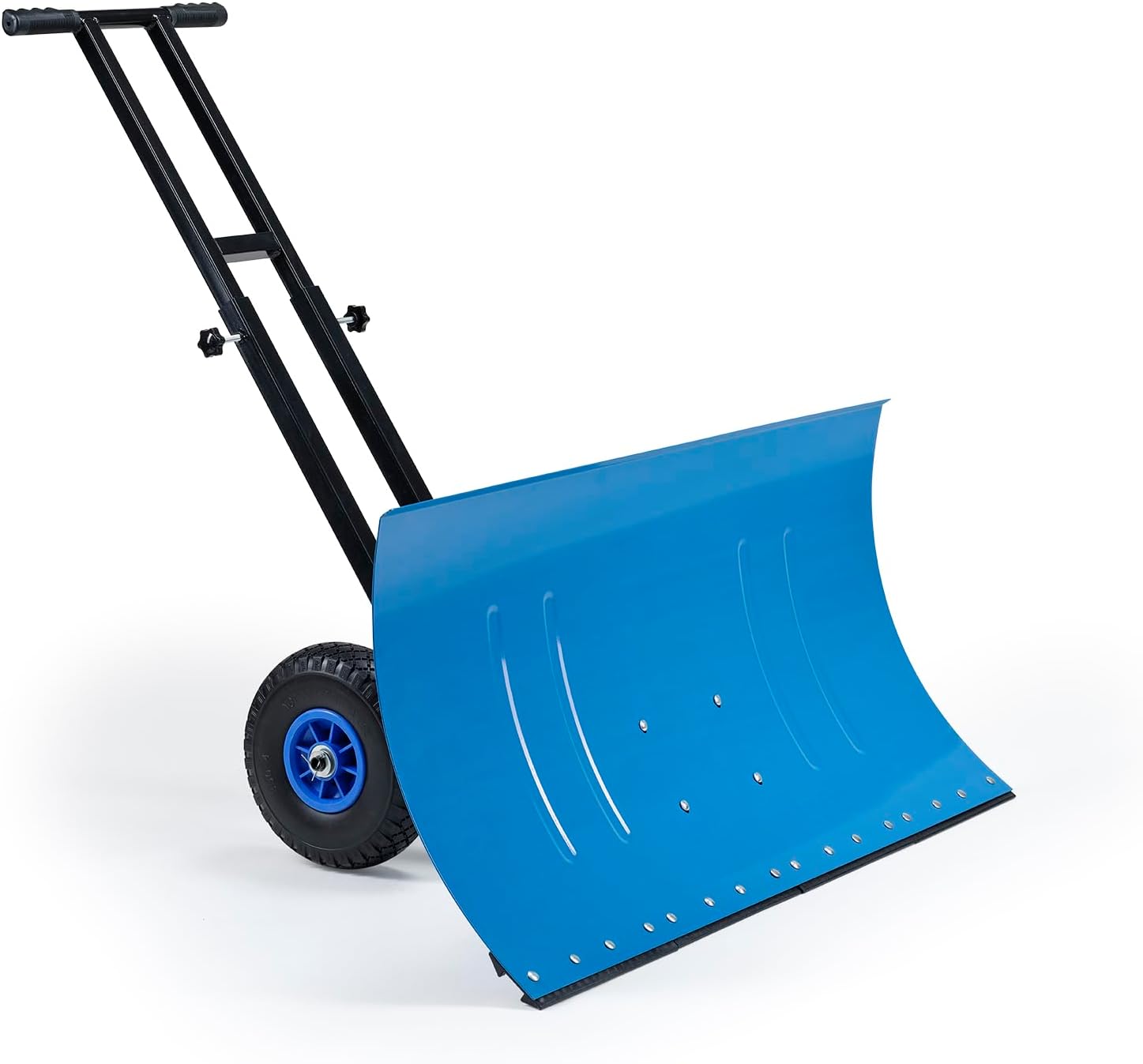 Snow Shovel with Wheels, 39X20inch Angled Steel Blade，Heavy-Duty Snow Shovel Pusher and Plow with Height Adjustable Handle for Driveway and Efficient Snow Removal