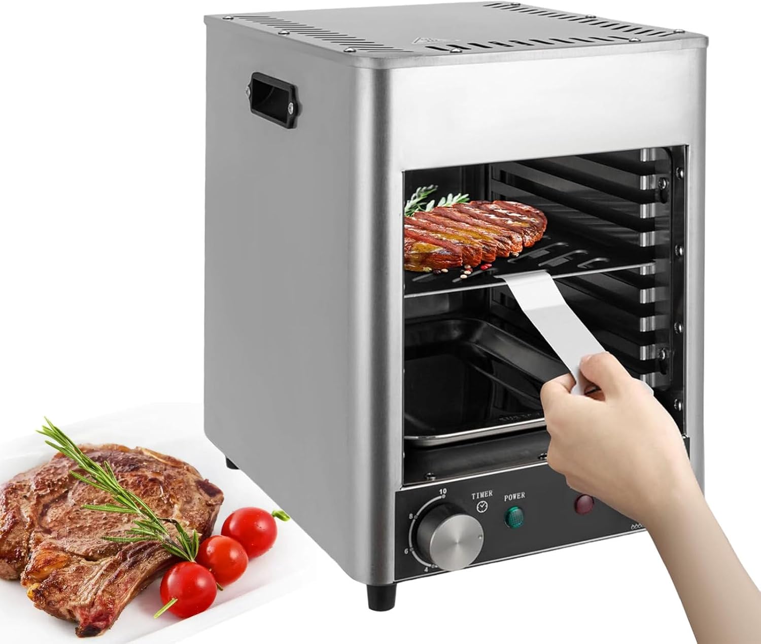 1700W Electric Steak Broiler, Indoor Commercial Steak Grill, Automatic Steak Smoker Broiler, Toaster Oven Microwave Combo, Air Fryer Oven, Time Temp Adjust-220